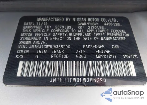 2020 Nissan Rogue Sport S Awd Xtronic Cvt from USA, damaged, VIN JN1BJ1CW9LW368290